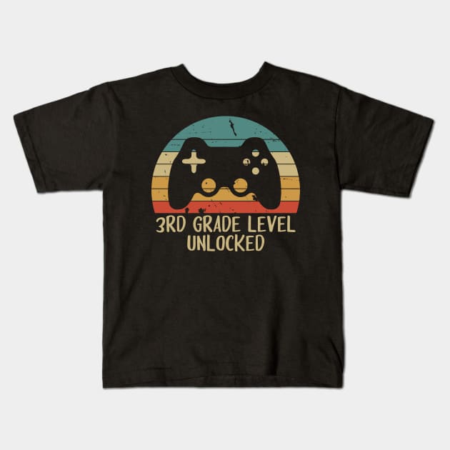 3rd grade level unlocked - school 3 grade design with game controller Kids T-Shirt by colorbyte